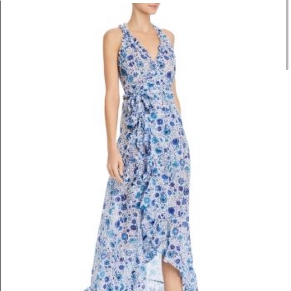 NWT Poupette St. Barth Floral Wrap Maxi Dress in Blue Naïf. Size XS - Picture 4 of 7